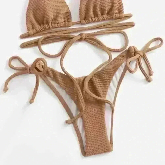 NWT Textured Triangle Wrap Around Tie Bikini SET - Picture 6 of 16